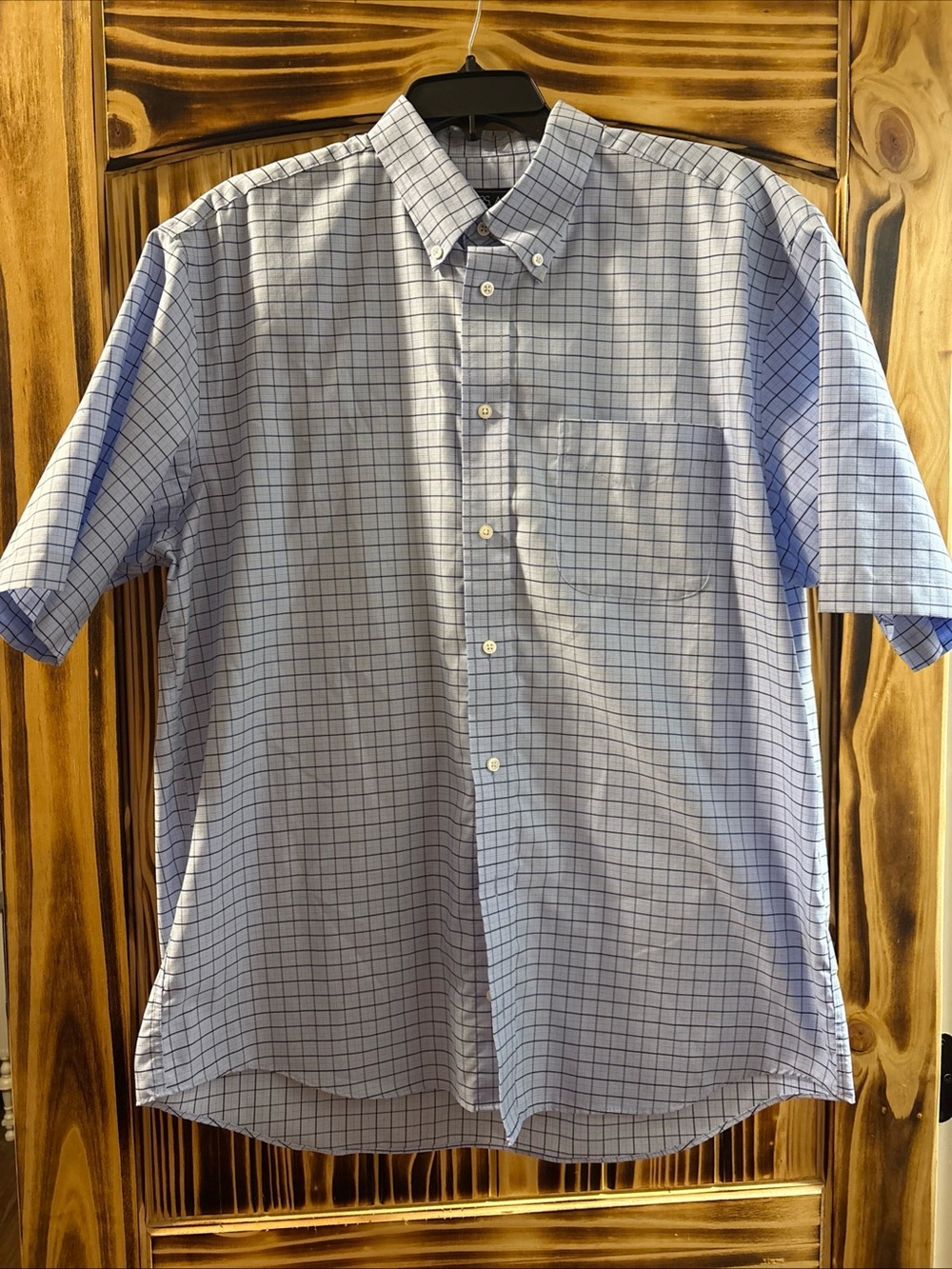 Jos. A. Bank Blue Windowpane Short-Sleeve Button-Down Shirt